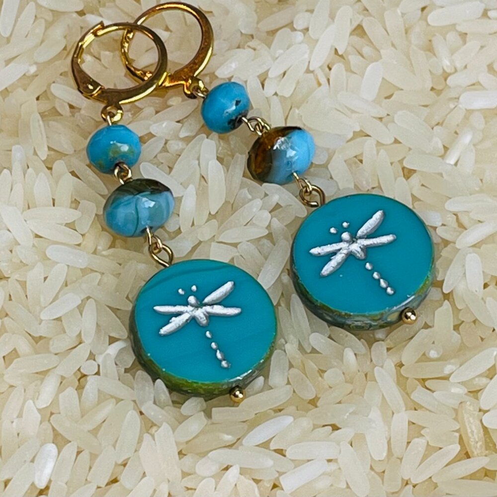 Nature-Inspired Dragon Fly Dangle Earrings - Artisan - Picture 5 of 5